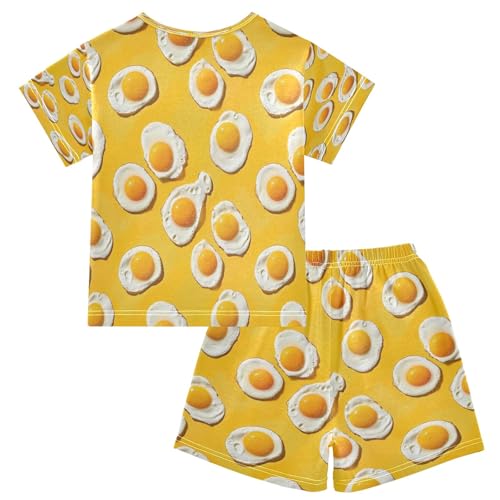 Egg Yellow Kids Pjs Set Boys Girls Summer Short-Sleeve Sleepwear Pajamas 2PCS2