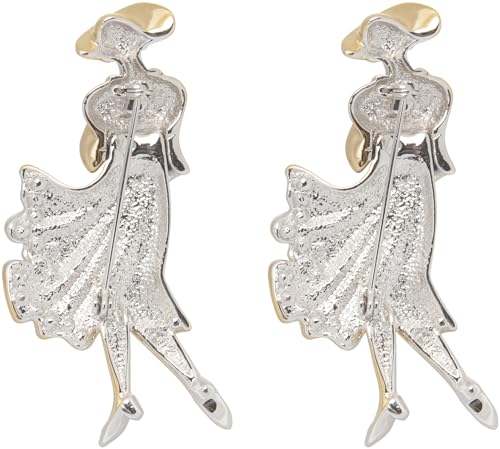 Image of Set of 2 Brooch Lapel Pins With Rhinestones