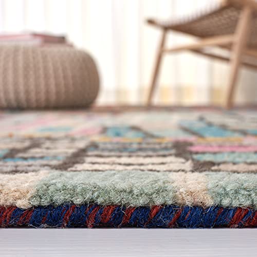 Tapete Boho cuadrado 91x91 cm de lana hecho a mano miniatura 4