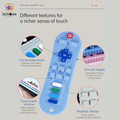 Image of TV Remote Soft Silicone Teether for Baby Gums, Teething Toy for Babies, BPA Free, Pain-Relief, Non-Toxic, 100% Food Grade, Soothing & Smooth Edges Easy to Grasp Chewable -Blue (Pack of 1)