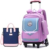 HOGESA Mochila con ruedas para Niña, con Lonchera y Lapicera, 17 Pulgadas Mochila para Impermeable, para Niña de 8 a 10,...