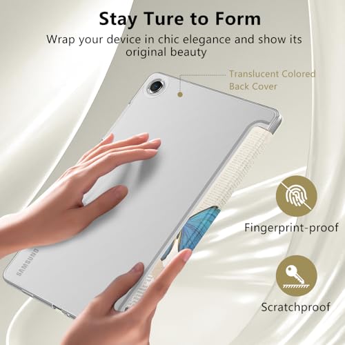 Image of MoKo Trifold Case for Galaxy Tab A9 Plus /A9+ 11 Inch 2023, Butterfly | Slim Stand Hard PC Translucent Back Shell Smart Cover, Auto Sleep /Wake, Light, Anti-scratch, 2 Adjustable Angle