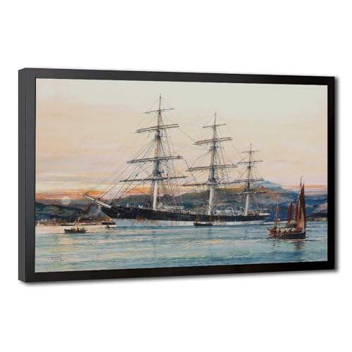 Toile marine de John 'Jack' Robert Charles Spurling, affiche d'art avec cadre en bois suspendu