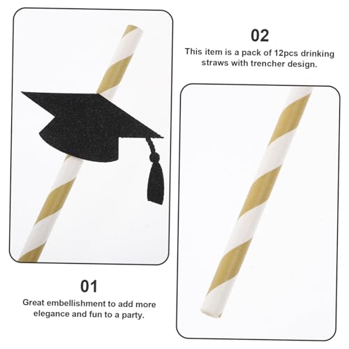 Pitillos de papel negros flexibles para graduación 12 pcs miniatura 2