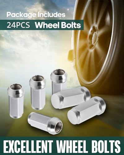 Image of SCITOO 24PCS M14x1.5 Wheel Lug Nuts M14x1.5 Chrome Wheel Studs Lug Nut Fit for Crossfire,for Escalade,for Excursion,for Express 2500,for F-250 Super Duty,for F-350 Super Duty