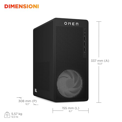OMEN 16L TG03-0006sl, Desktop Gaming, Intel i7 14700F, Intel Evo, 32GB RAM, 1TB SSD, NVIDIA RTX 5060 8GB, Alluminio, 3 Mesi di PC Game Pass Inclusi, Windows 11, Nero - Notebook - Immagine 5