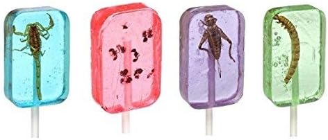 Hotlix Insect Sucker Lollipop Bundle - Pack of 4 Scorpion, Ants, Cricket, And Worm Flavors Vary With Licensed Sticker 10, .10 Count (Pack 1), (B07DD4BNRM-4)