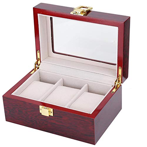 Caja de almacenamiento de reloj de material de madera de alta calidad, caja de presentacin de reloj antideslizante y anticorrosin, accesorios de hardware, interior de franela especial, sin xido, si