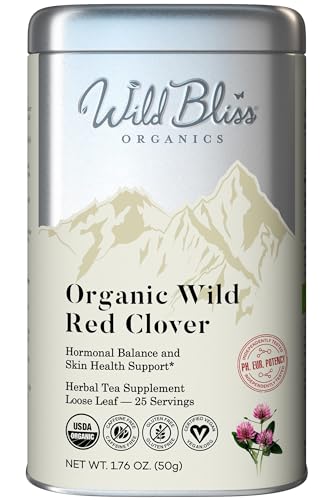 Wild Bliss Organic Red Clover Tea - Caffeine Free Loose Leaf Herbal Tea - Pharmacopoeia Potency - 25...