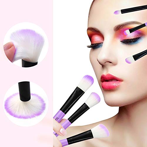 Yuwaku Makeup Brush 32pcs, Purple Professional Make Up Brushes Set with Soft Bristles Kabuki Foundation Powder Eyeshadow Eyeliner Blush Concealer Brush with Travel Makeup Bag (Purple)