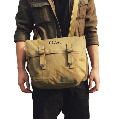 SMONT WW2 US M1936 Canvas Messenger Bag, 12" Vintage Tactical Musette Satchel Bags Military Crossbody Haversack2