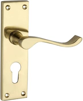 Designer Levers Victorian Scroll Lever Door Handles, Polished Brass, 1 Pair
