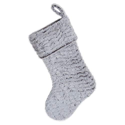 S-Deal 21 Inches Christmas Stocking Double Layers White Faux Fur Cuff Gift Holder Party Holiday Decoration Mantel Ornament #TOP5