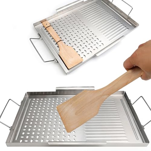 Plancha de asar de alta resistencia en acero inoxidable con asas laterales integradas 8