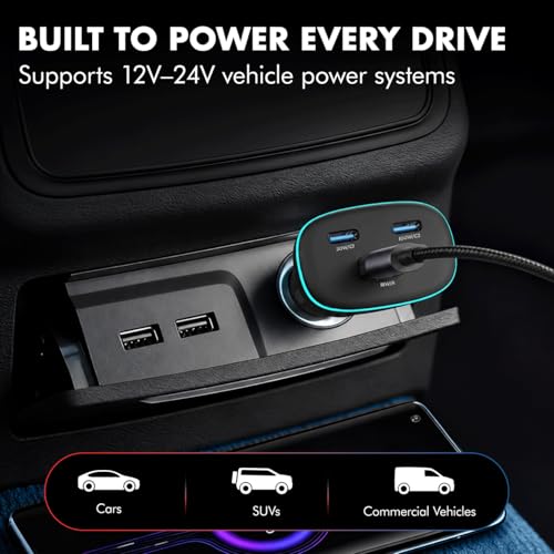 Image of PD 130W Superfast Charging 2.0 Car Charger, with 2XType C & USB-A, PPS & QC 3.0, Triple Port (100W + 30W + 18W), 12V-24V Compatible, Multi-Layer Protection, 2-Years Manufacturer Warranty