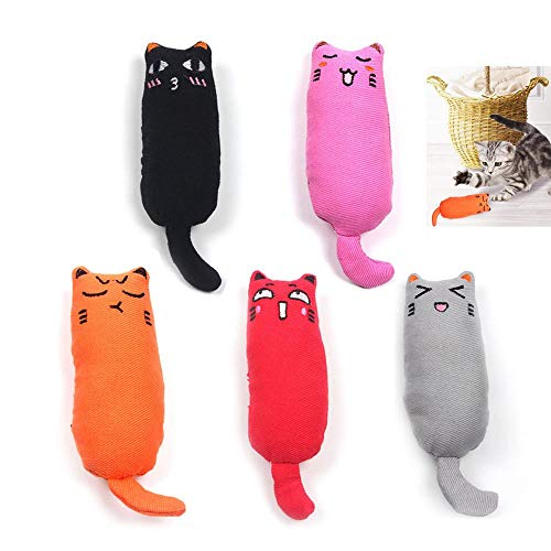 AUOKER Cat Chew Toy for Teething, 5 Pack Cute Cat Squishy Toys