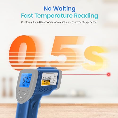 Image of Etekcity Infrared Thermometer Upgrade 774, Heat Temperature Temp Gun for Cooking, Laser IR Surface Tool for Pizza, Griddle, Grill, HVAC, Engine, Accessories, -58F to 842F, Blue