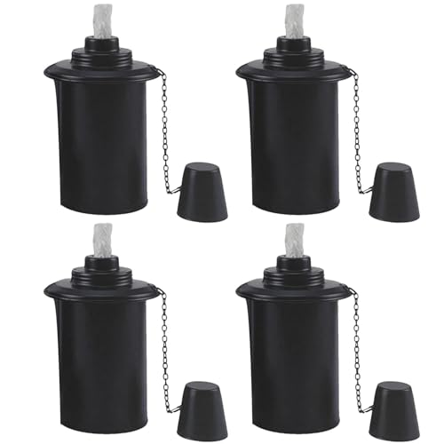 Conteneurs Torcia - Torche Citronella pour éclairage de table de nuit pour, conteneurs de torche rechargeables | 4-Piece récipient de torche rechargeable avec couvercle en métal