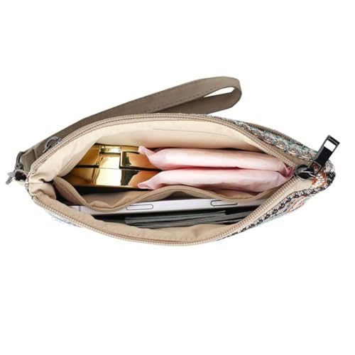 Image of Small Wristlet Wallets for Women, Zip Clutch Bag with Wristlet Pouch, 3-Zipper Original Design