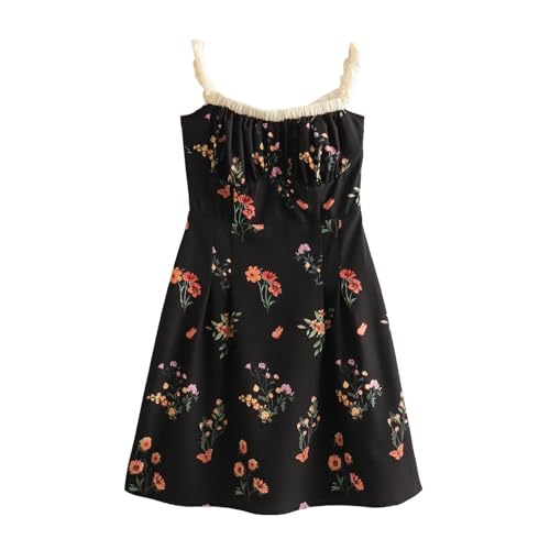 Robe épaule dénudée noire à fleurs pour vos soirées d'été - 2