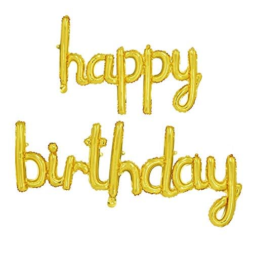 BEISHIDA Gold Happy Birthday Balloons Banner,16 Inch Mylar Foil Birthday Letters Balloons Sign Reusable Ecofriendly for Birthday Party Decorations