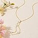 HEVOCY Gold Necklace for Women: Dainty Round Pearl Lariat Necklace 14k Gold Plated Y-Shaped Pendant Long Necklace Fashion Layered Simple Necklaces Jewelry For Womens Trendy
