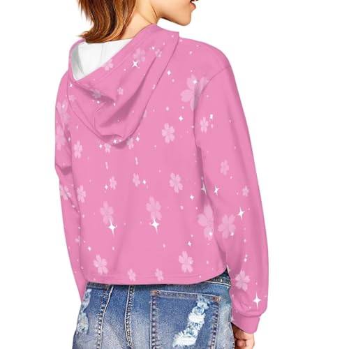 Girls Stylish Cropped Hoodie Long Sleeve Sweatshirt Short Top Fashion Round Neck Pullover for Kids Size 5-144