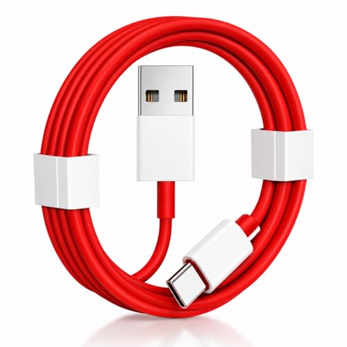 Image of HANYCONY Ultra-Fast Type C to USB Red Data Cable | Compatible with One Plus 13,13r,12,12r,11,11r,10,10r,10t,10pro,9,9rt,9r,9pro| Nord Power 5G Delivery for SuperVOOC | Original Fast Charging