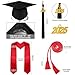 Syhood 4 Pieces 2026 Unisex Graduation Matte Gown Cap Tassel Stole Set Honor Cord for Graduation(Size 45,Black,Red)