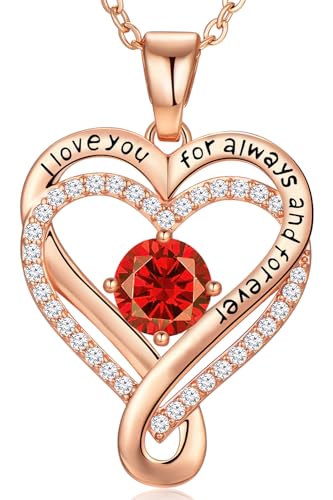 Infinity Heart Birthstone Necklace for Women Wife, Anniversary for Women Wife Her Birthday Gift for Girlfriend Mom Daughters, I Love You Women's Jewelry S925 Sterling Silver