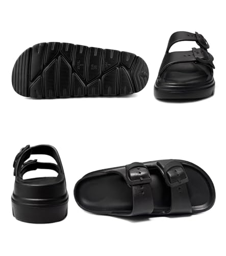 Womens Platform Sandals with Arch Support, Summer Beach Slides with Adjustable Buckle, Comfort Lightweight Chunky Cushion Slip on Sandal2