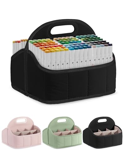 Rexmica Marker Organizer Case Fit for 210-400 Markers Large Marker Caddy Bag for Adults Multipurpose Caddy Organizer for Cosmetics Sewing Art Craft Supplies (Bag Only Accessories Not Included)