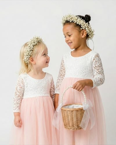 Image of 2Bunnies Girl Peony Lace Back A-Line Straight Tutu Tulle Party Flower Girl Dress