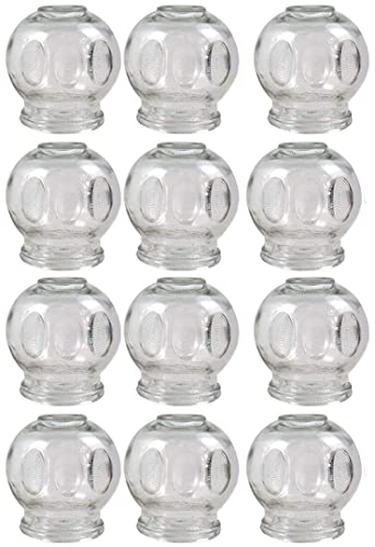 Set di 12 Ventose in Vetro, Diametro: 7 cm, Altezza: 8 cm, Diametro Interno: 4,3 cm, per Massaggi Sottovuoto e Bicchieri