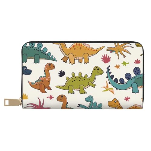 Dinosaur Pattern Printed Long Wallet for Women Men Cute Coin Purse with Card Holder