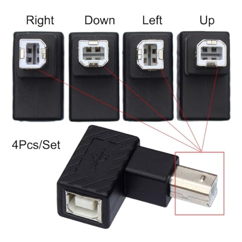 Chenyang CY USB 2.0 B Type Male to Female Extension Adapter Horizontal Vertical Angled 90 Degree for Disk Scanner UP Down Left Right Four Directions 4Pcs - Image 2