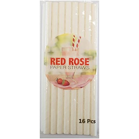 Red Rose Biodegradable Paper Smoothie Straws Cover