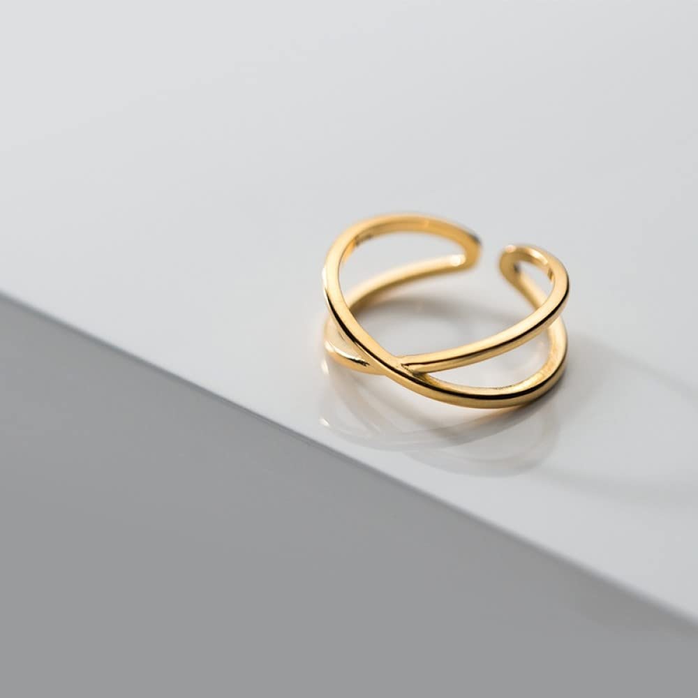 Anello In Argento 925 Da Donna,S925 Sterling Silver Lines Anello Croce Anelli Regolabili Minimalista Anello Aperto Argento Thumb Ring Eternity Ring Fascino Di Nozze Gioielli Regali Per Uomini Ragazz