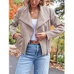 AUTOMET Women‘s Faux Suede Leather Jacket, Cropped Open Front Coat for Fall Winter Spring, Cardigan Style - Image 3