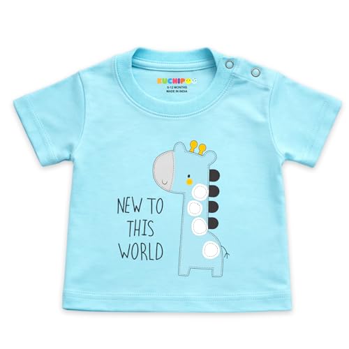 Image of Kuchipoo 100% Cotton Baby Boys & Girls Printed T-Shirt Combo | Soft & Breathable Half Sleeve Tee | Cute Animal Graphics | Pack of 4