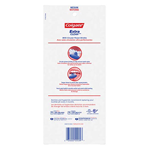 Colgate Extra Clean Toothbrush, Medium Toothbrush For Adults, 6 Pack #TOP1