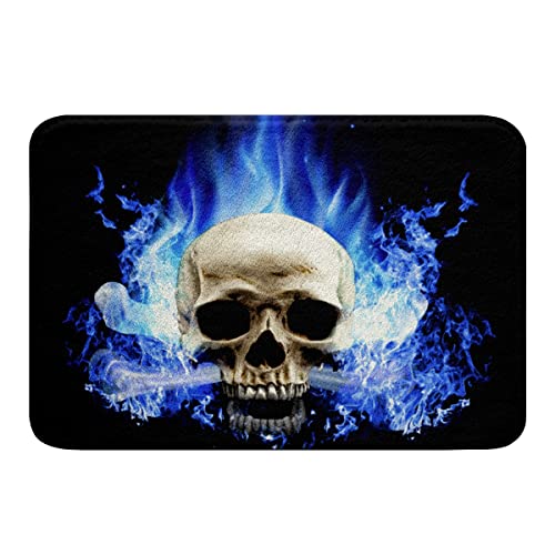 Totenkopf Badteppiche Blau Unheimlich Zuckerschädel Skelett rutschfest Badezimmerteppich Wasser absorbierende Badematte…