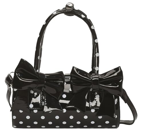 Polka Dot Crossbody Bags for Women Round Boston Bag Glossy Purses for Women Satchel Handbag Cute Mini Bucket Bag 2025 Trendy