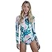 Produktbild Beachkini Damen Surfen Bademode Einteilige UV-Schutz Langarm Rashguard Badeanzug,Blau,L