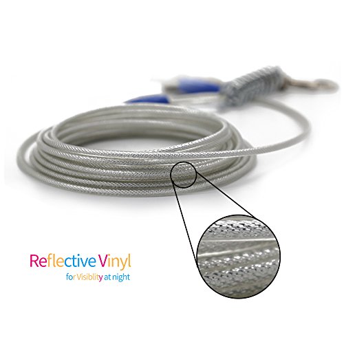 Petest 25Ft Reflective Tie-Out Cable With Buffer Spring For Large Dogs Up To 90 Pounds #TOP2