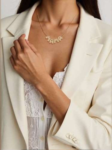 Custom Diamond Bubble 3D Letter Necklace Puffy Personalized Initial Charm with Zircon,18K Gold Plated Dainty Balloon Name Necklace for Women, Handmade Jewelry Gift for Her,Mother's Day3