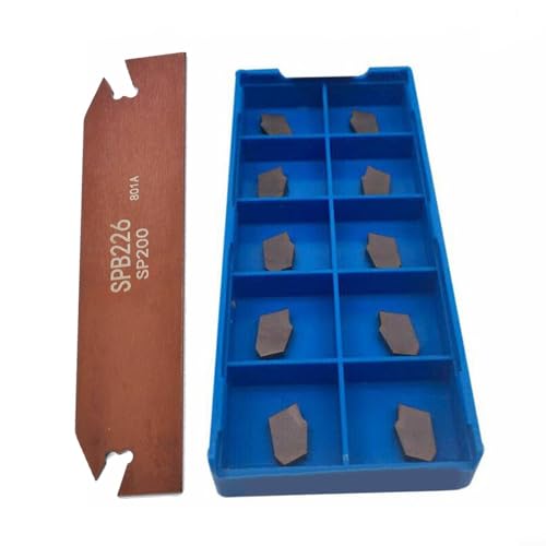 IHVBRHHM 10 Piezas de Insertos de carburo CNC, Insertos de fresado de Torno indexables de Corte, Herramientas de torneado con portaherramientas de Corte y ranurado SPB226