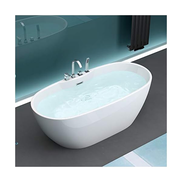 Mai & Mai Freistehende Badewanne Acryl Wanne Standbadewanne mit Armatur 170x80x60 cm V605