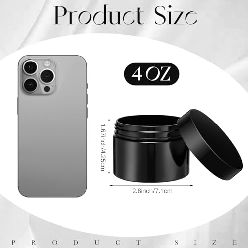 Image of Patelai 4 Pcs Plastic Jars Wide Mouth with Lids,4 Ounce,Pure Black