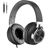 Picture of COOSII AC01 Headphones Wired Over Ear, Corded Stereo Headsets with Microphone Volume Control for Adults Teens Kids 3.5mm for Cellphones, Tablets, Laptop, Chromebook (Black Grey)